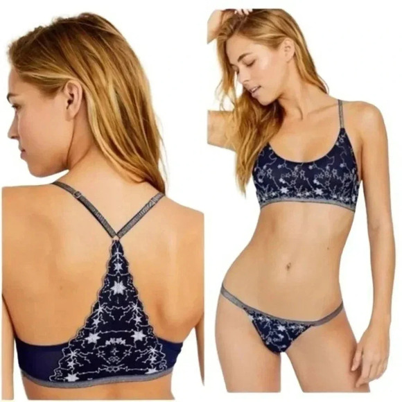 Free People Luna Star Navy Bralette - Picture 1 of 4